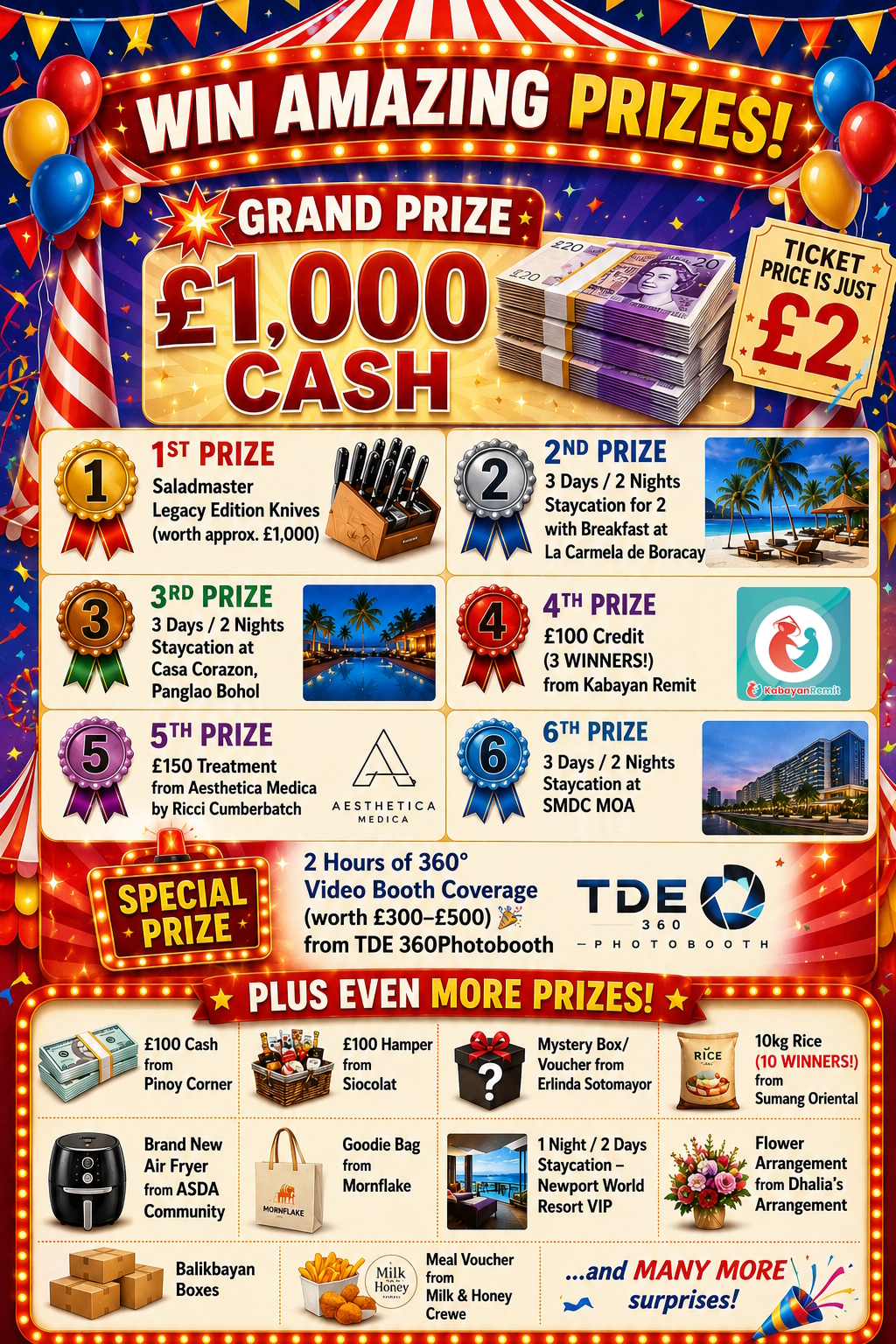 Cheshire East Barrio Fiesta 2026 raffle ticket prizes