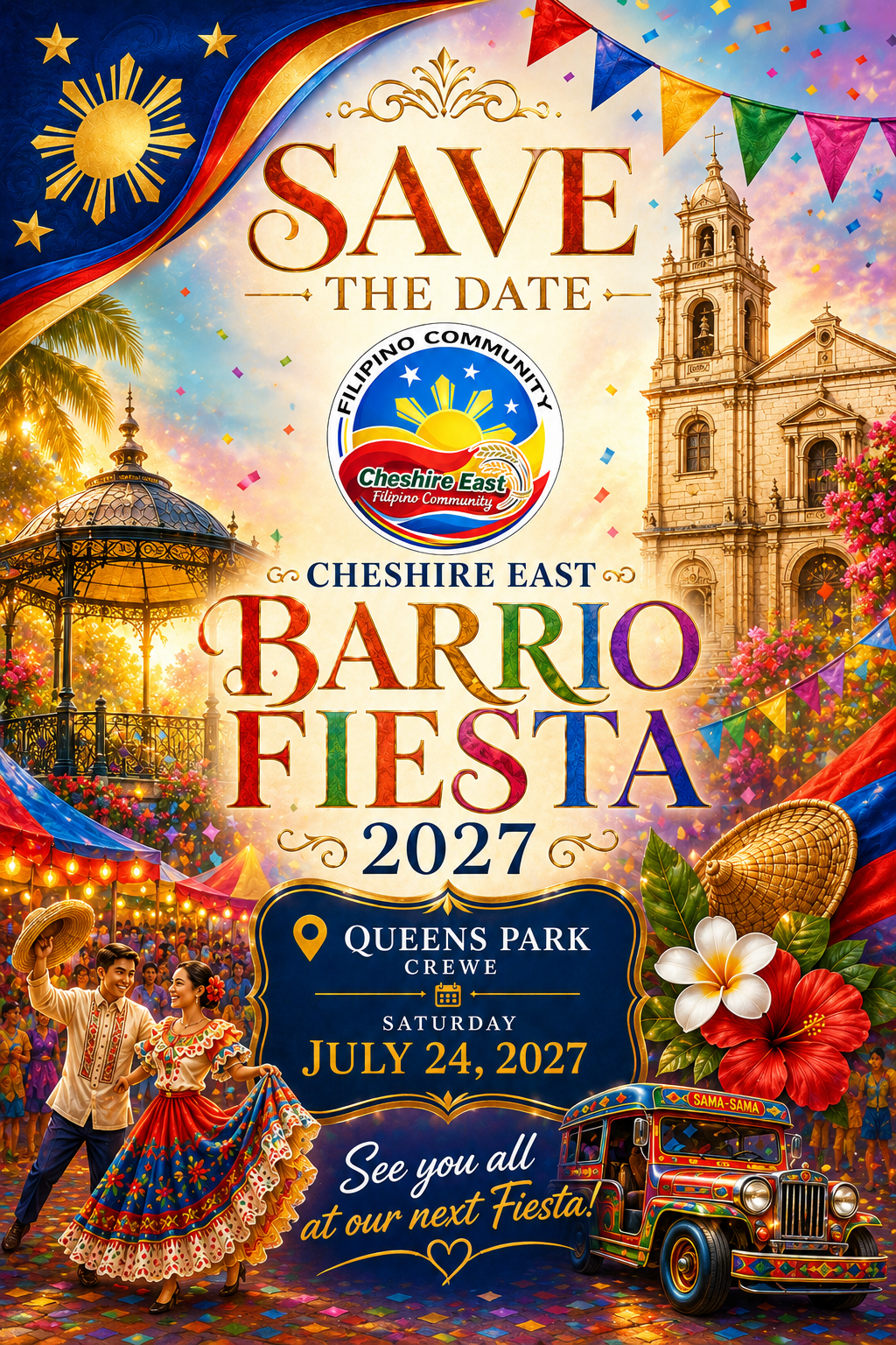 Cheshire East Barrio Fiesta 2027 save the date poster