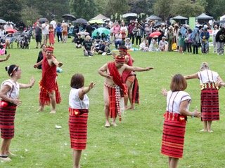 Filipino cultural dancers performing