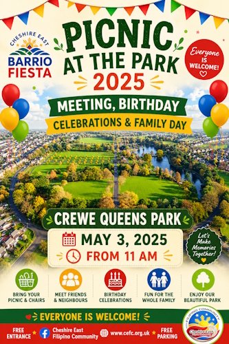Picnic at the Park community meet-up at Queens Park, Crewe, 3 May 2025