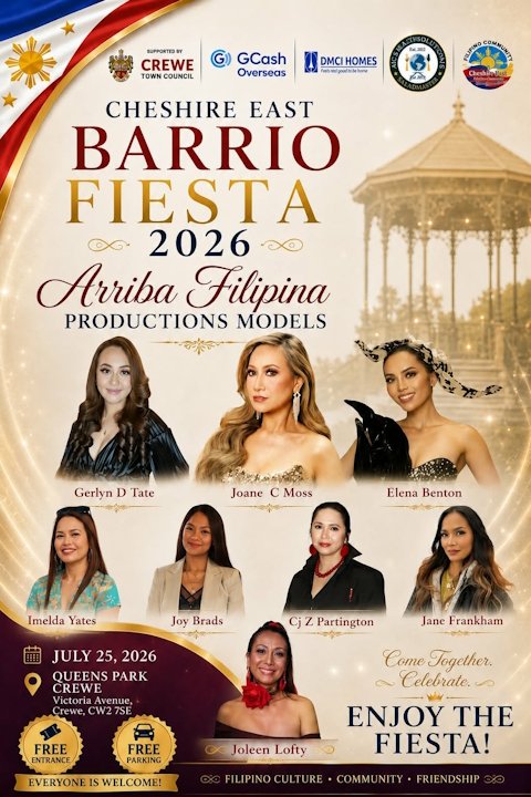 Arriba Filipina Productions Models — Cheshire East Barrio Fiesta 2026