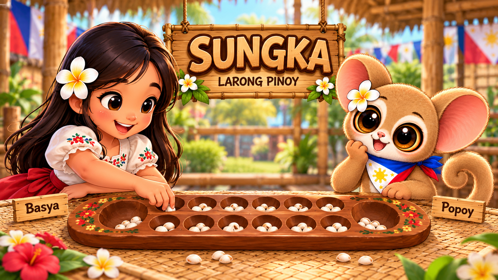 Basya and Popoy playing Sungka
